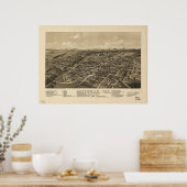 Greenville Texas 1886 Antiek Panoramic Map Poster (Keuken)