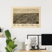 Greenville Texas 1886 Antiek Panoramic Map Poster (Thuiskantoor)