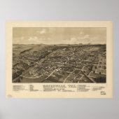 Greenville Texas 1886 Antiek Panoramic Map Poster (Voorkant)
