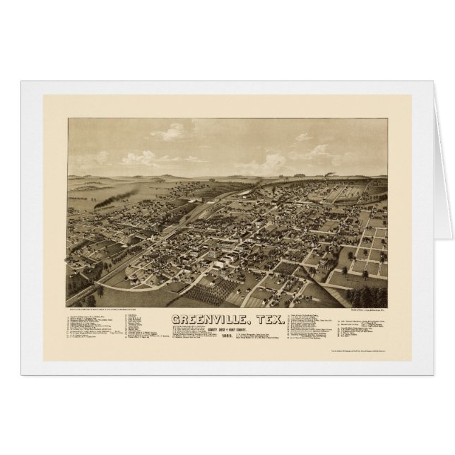 Greenville, TX Panoramic Map - 1886 (Voorkant Horizontaal)