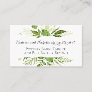 GreenWedding Registry Insert Cards Rustic Greenery Visitekaartje
