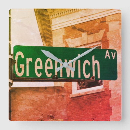 Greenwich Ave, Greenwich, CT Vierkante Klok (Voorkant)