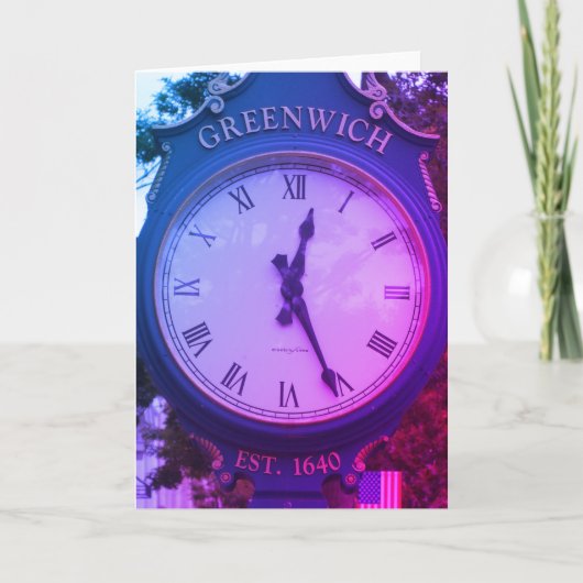 Greenwich Avenue Post Clock, Greenwich, CT Kaart (Voorkant)