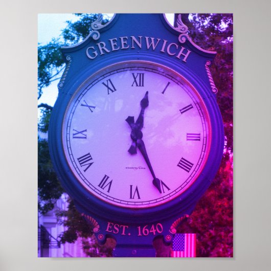 Greenwich Avenue Post Clock, Greenwich, CT Poster (Voorkant)