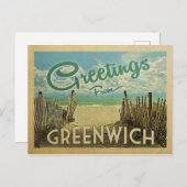 Greenwich Connecticut Beach Vintage Travel Briefkaart (Voorkant / Achterkant)