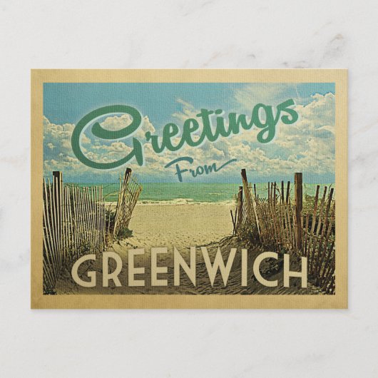 Greenwich Connecticut Beach Vintage Travel Briefkaart (Voorkant)