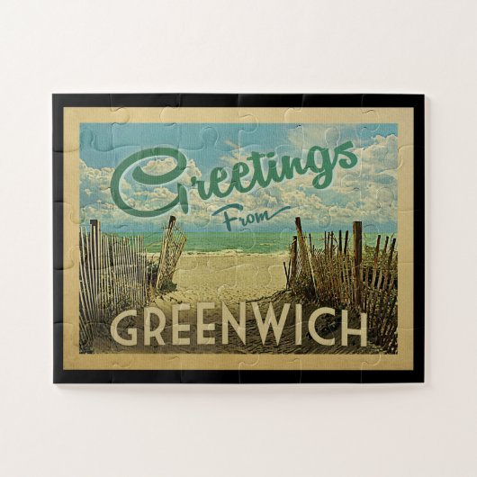 Greenwich Connecticut Beach Vintage Travel Legpuzzel (Horizontaal)