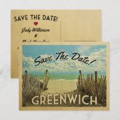 Greenwich Connecticut slaat de datum op Aankondigingskaart (Voorkant / Achterkant)