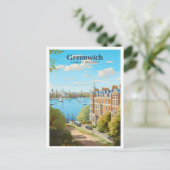 Greenwich Londen Engeland Kunst Vintage Reizen Briefkaart (Staand voorkant)