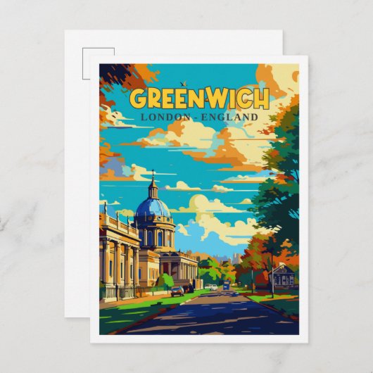 Greenwich Londen Engeland vintage reizen Briefkaart (Voorkant / Achterkant)