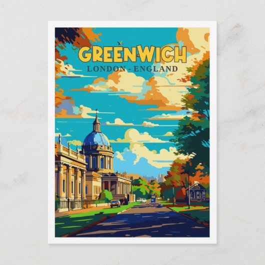 Greenwich Londen Engeland vintage reizen Briefkaart (Voorkant)