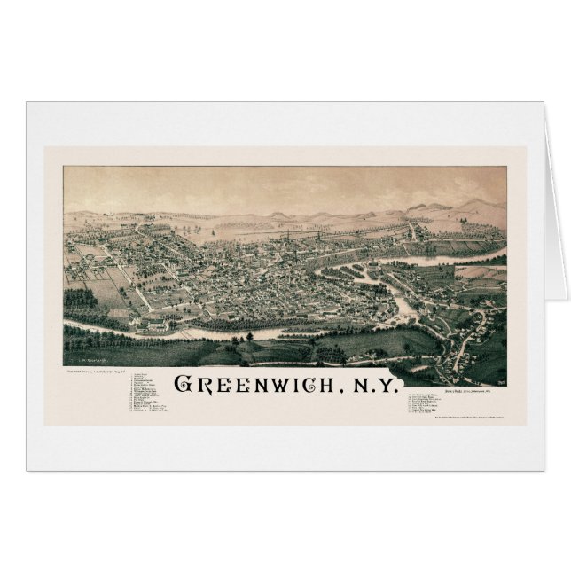 Greenwich, NY Panoramic Map - 1885 (Voorkant Horizontaal)