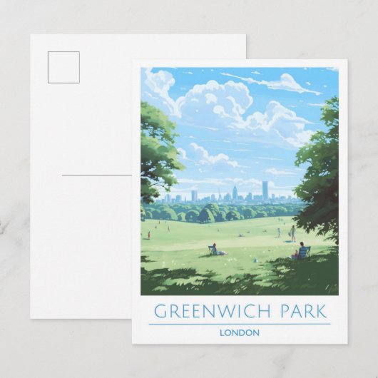Greenwich Park Londen Engeland Vintage Travel Briefkaart (Voorkant / Achterkant)