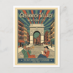 Greenwich Village NYC Retro jaren 50 Briefkaart