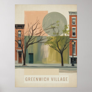 Greenwich village rustige straatverlichting poster