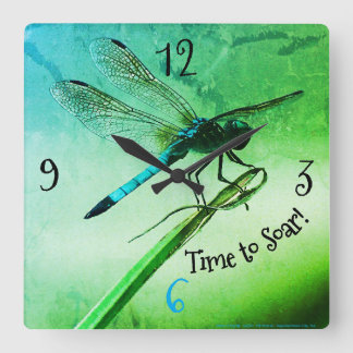 'Greenwood Dragonfly'-ontwerp Vierkante Klok