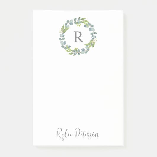 GreenWreath Custom Monogram Post-it Notities Post-it® Notes (Voorkant)