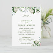 Greeny Waterverf Ivory Floral Wedding Kaart (Staand voorkant)