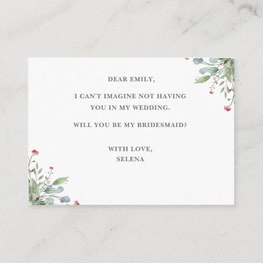 Greeny Wild Meadow, ben jij mijn bruidsmeisje Informatiekaartje (Achterkant)