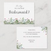 Greeny Wild Meadow, ben jij mijn bruidsmeisje Informatiekaartje (Voorkant / Achterkant)