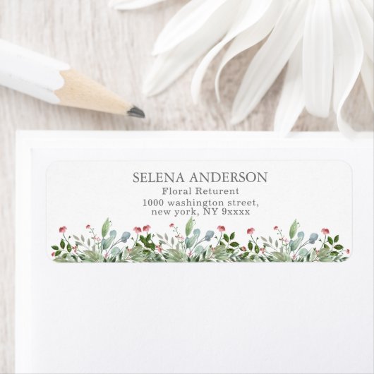 Greeny Wild Meadow Botanical Wedding Address Etiket (Insitu)