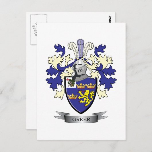 Greer Family Crest Coat of Arms Briefkaart (Voorkant / Achterkant)
