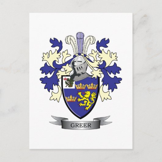 Greer Family Crest Coat of Arms Briefkaart (Voorkant)