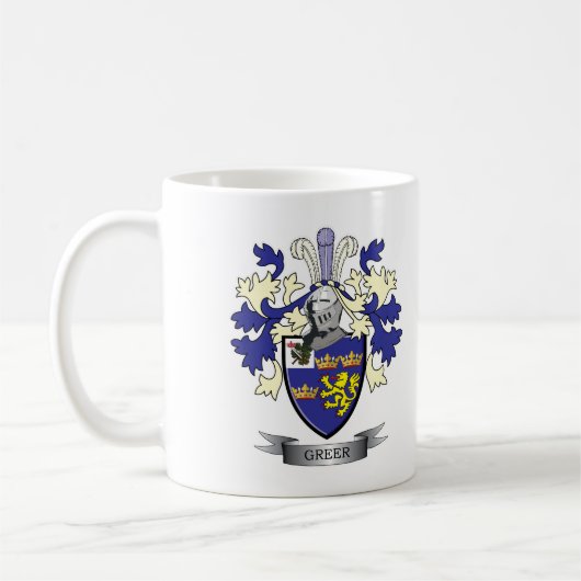 Greer Family Crest Coat of Arms Koffiemok (Links)