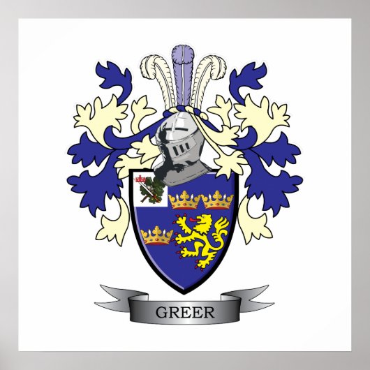Greer Family Crest Coat of Arms Poster (Voorkant)