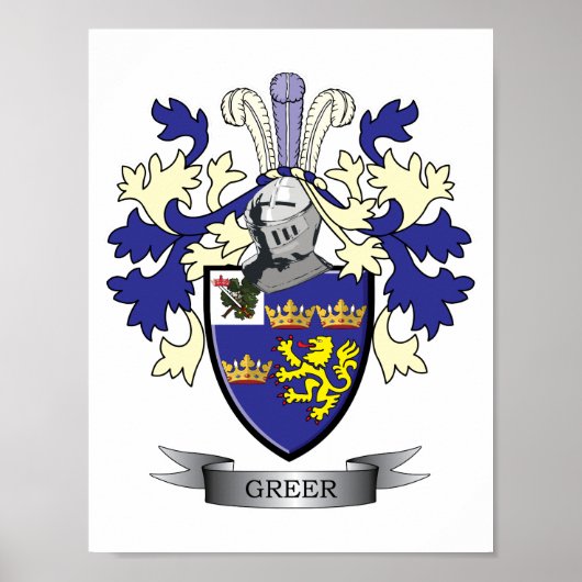 Greer Family Crest Coat of Arms Poster (Voorkant)