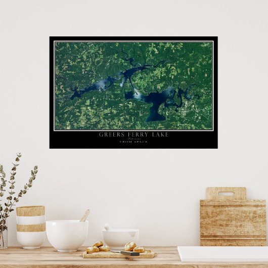 Greers Ferry Lake Arkansas Satellite Poster Map (Keuken)