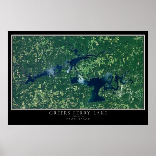 Greers Ferry Lake Arkansas Satellite Poster Map (Voorkant)