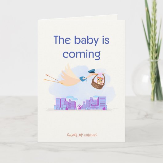 Greeting card baby is coming  feestdagen kaart (Voorkant)