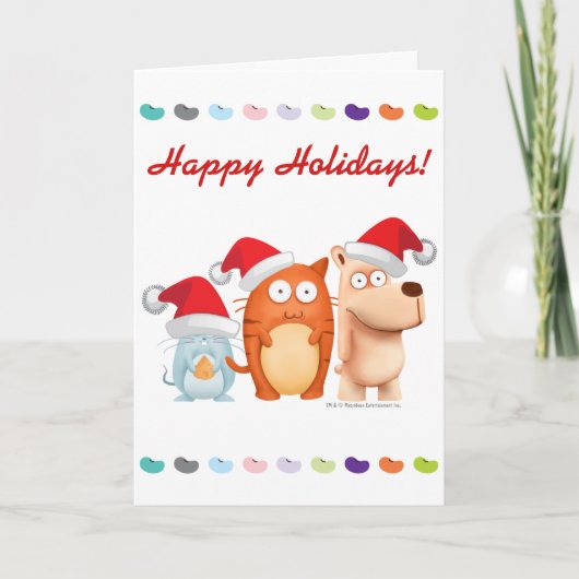 Greeting Card: BeanyTeam™ - Cat & Mouse & Dog Feestdagen Kaart (Voorkant)