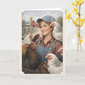 Greeting Card Country Chicks Kaart (Gele Bloem)