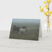 Greeting Card "Longhorns in the Fog" (blank inside Kaart (Gele Bloem)