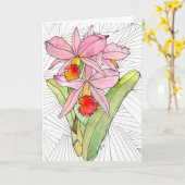 Greeting Card - Pink Orchids Kaart (Gele Bloem)