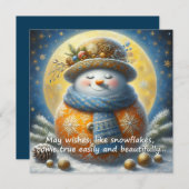 Greeting card with a cute snowman (Voorkant / Achterkant)