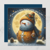 Greeting card with a cute snowman (Voorkant / Achterkant)
