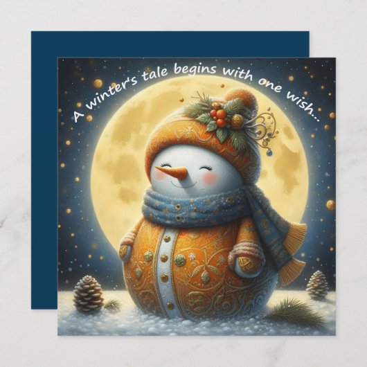 Greeting card with a cute snowman (Voorkant / Achterkant)