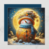 Greeting card with a cute snowman (Voorkant / Achterkant)