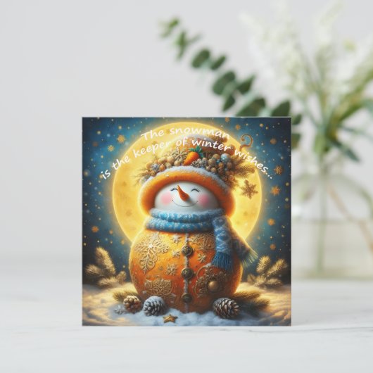 Greeting card with a cute snowman (Staand voorkant)