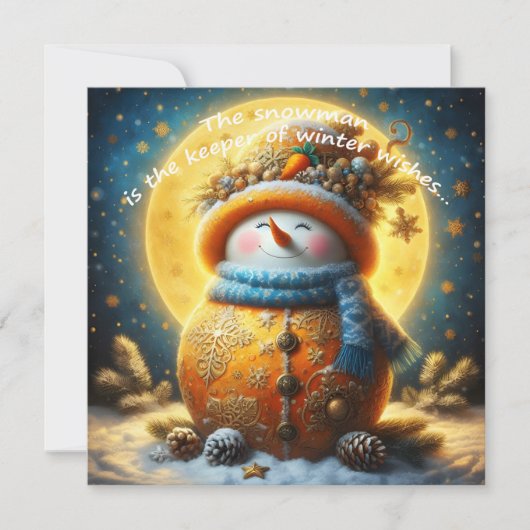 Greeting card with a cute snowman (Voorkant)