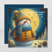 Greeting card with a cute snowman (Voorkant / Achterkant)