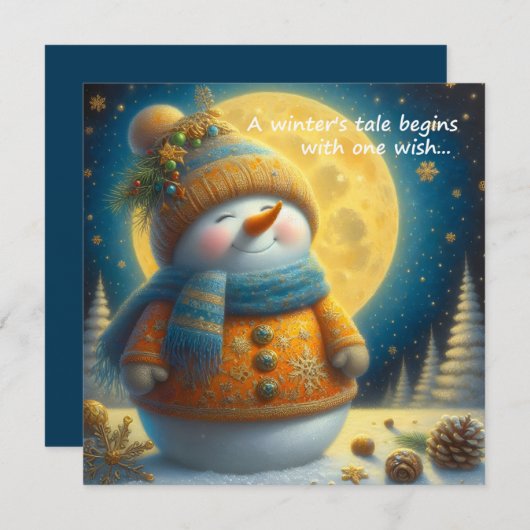 Greeting card with a cute snowman (Voorkant / Achterkant)