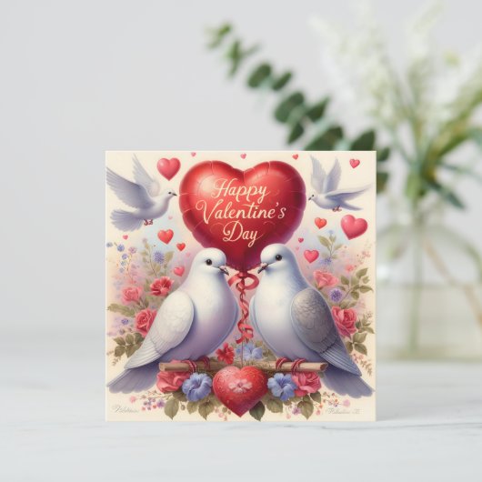 Greeting card with doves in love (Staand voorkant)