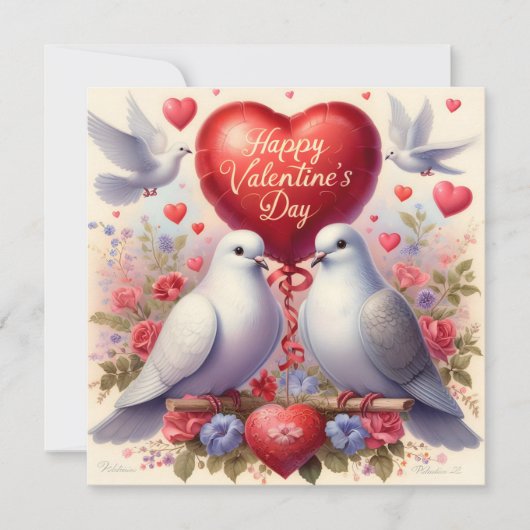 Greeting card with doves in love (Voorkant)