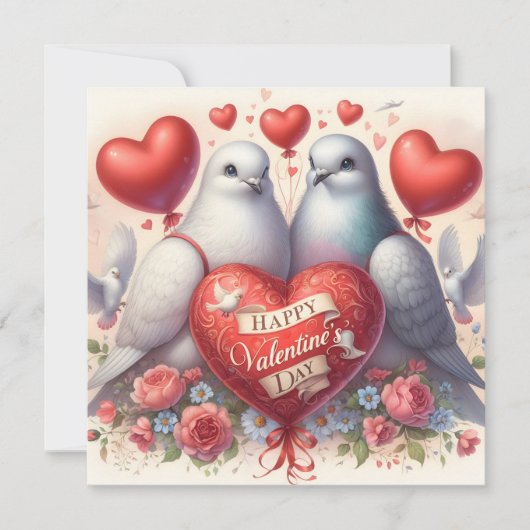 Greeting card with doves in love (Voorkant)