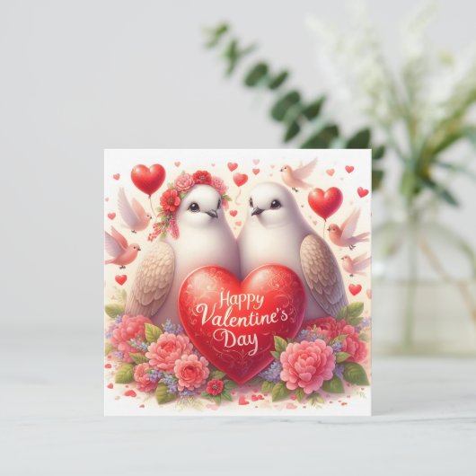 Greeting card with doves in love (Staand voorkant)