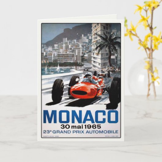 Greeting Card With Monaco Grand Prix Poster Kaart (Gele Bloem)